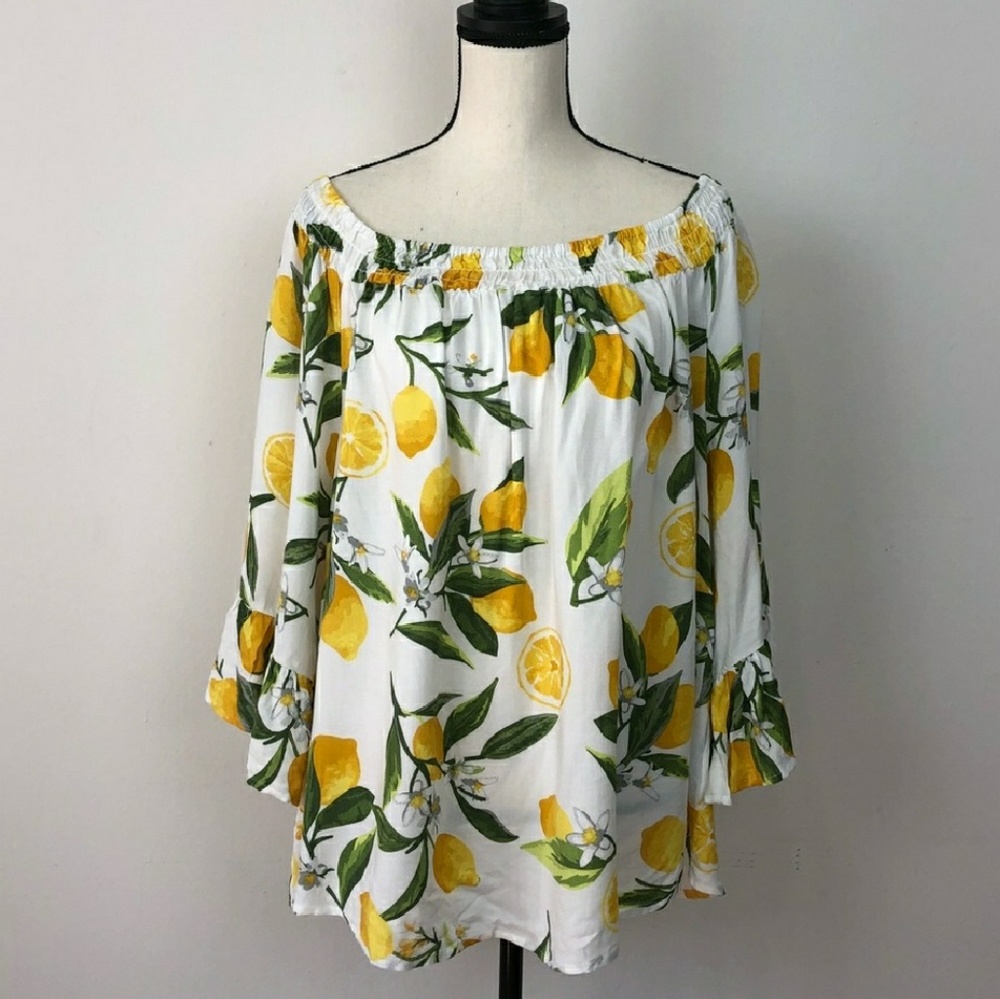 NWOT Unique Spectrum Lemon off the Shoulder Blouse
